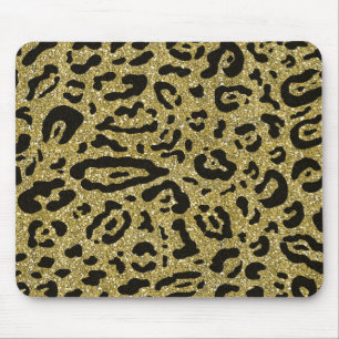 Tapis De Souris Imprimé animalier léopard guépard noir paillettes 