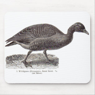 Tapis De Souris imprimé aviaire allemand antique Oie sauvage Wildg