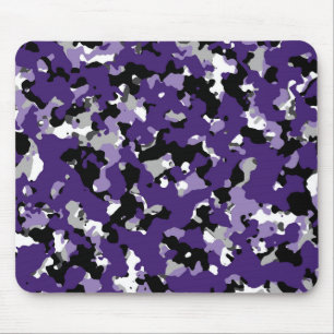 Tapis De Souris Imprimé camouflage gris noir violet blanc