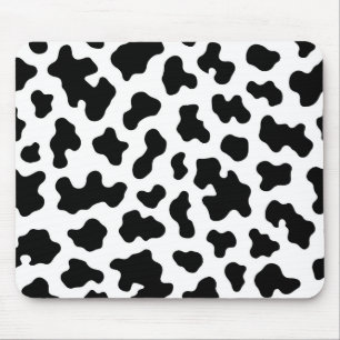 Tapis De Souris Imprimé cuir de vache noir et blanc