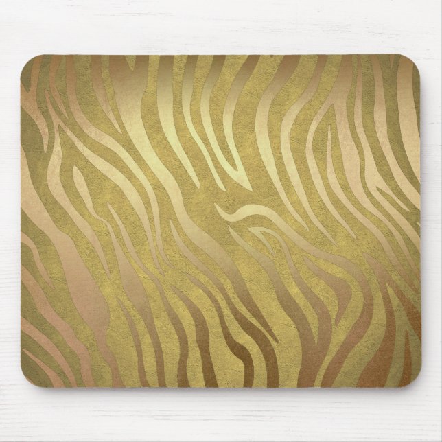 Tapis De Souris Imprimé Zèbre Bronze Doré Safari Glam Jungle (Devant)
