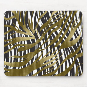 Tapis De Souris Imprimé zèbre noir et or Safari Chic Glamour