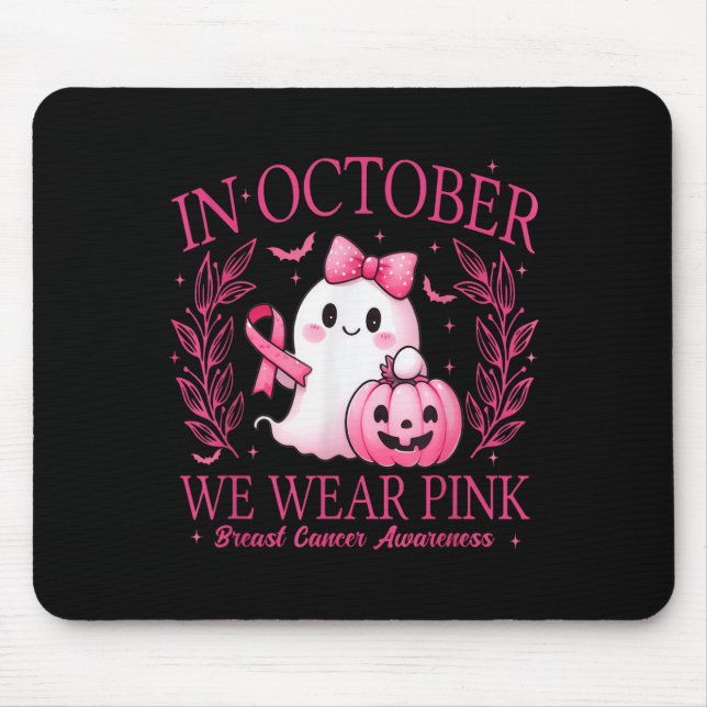 Tapis De Souris In October We Wear Nk Ghost Witch Breast Cancer Aw (Devant)