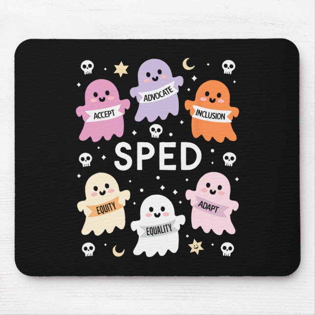 Tapis De Souris Inclusion Halloween Autisme Effrayant Intégration  (Devant)