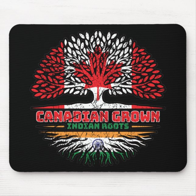 Tapis De Souris Inde Canada Canada Drapeau des racines de l'arbre (Devant)