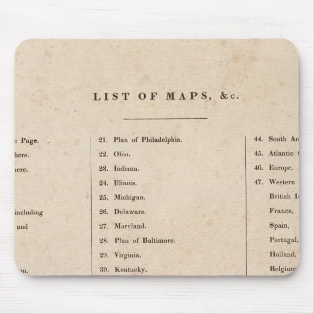 Tapis De Souris Index de l'Atlas général du monde (Devant)