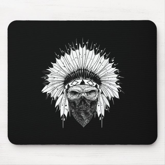 Tapis De Souris Indian Skull Rag, tatouage amérindien, Zany Br (Devant)