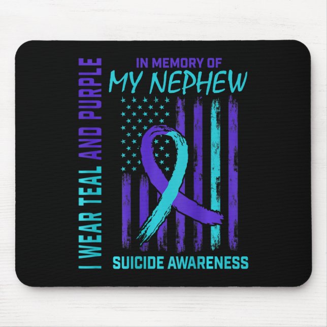 Tapis De Souris Indicateur turquoise de sensibilisation au suicide (Devant)