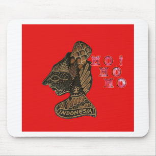Tapis De Souris Indonési Marionnette Hohoho Design sur Toile Rouge