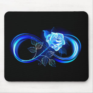 Tapis De Souris Infini lumineux avec rose bleue