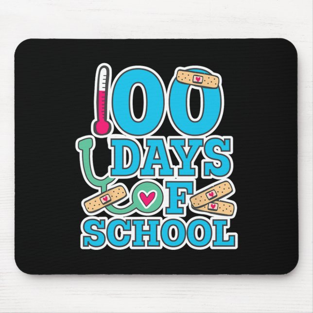 Tapis De Souris Infirmière 100 Jours D'École (Devant)