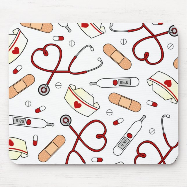 Tapis De Souris Infirmière Amour Imprimer Blanc (Devant)