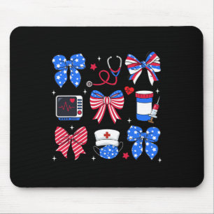 Tapis De Souris Infirmière Bow Stethoscope Drapeau Américain Patri