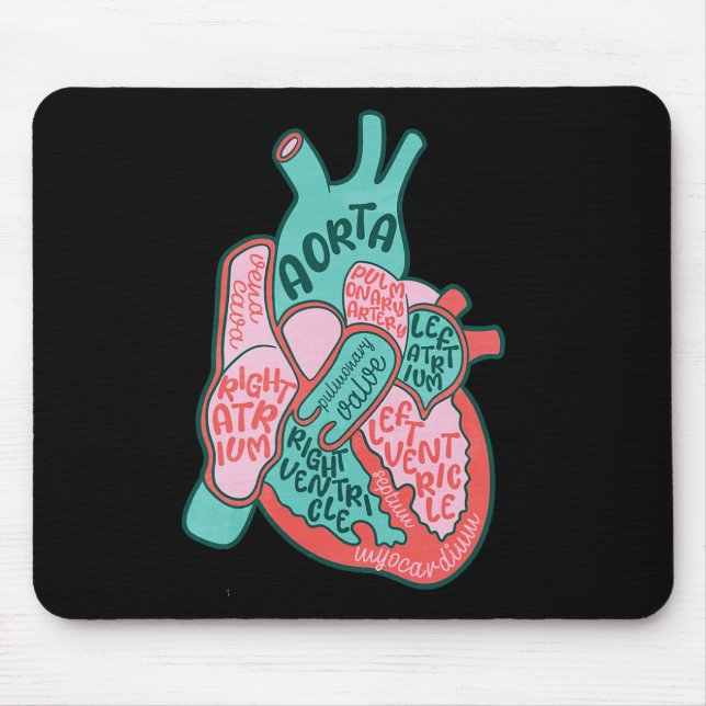Tapis De Souris Infirmière cardiaque Cvicu Anatomie du coeur humai (Devant)