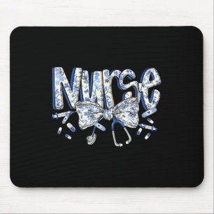 Tapis De Souris Infirmière Coquette Bow Blue Stethoscope Infirmièr