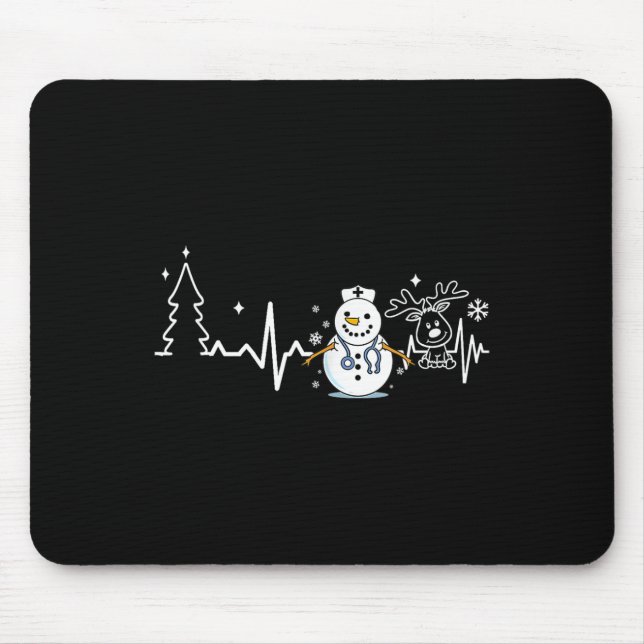 Tapis De Souris Infirmière de battement de coeur Snowman Infirmièr (Devant)