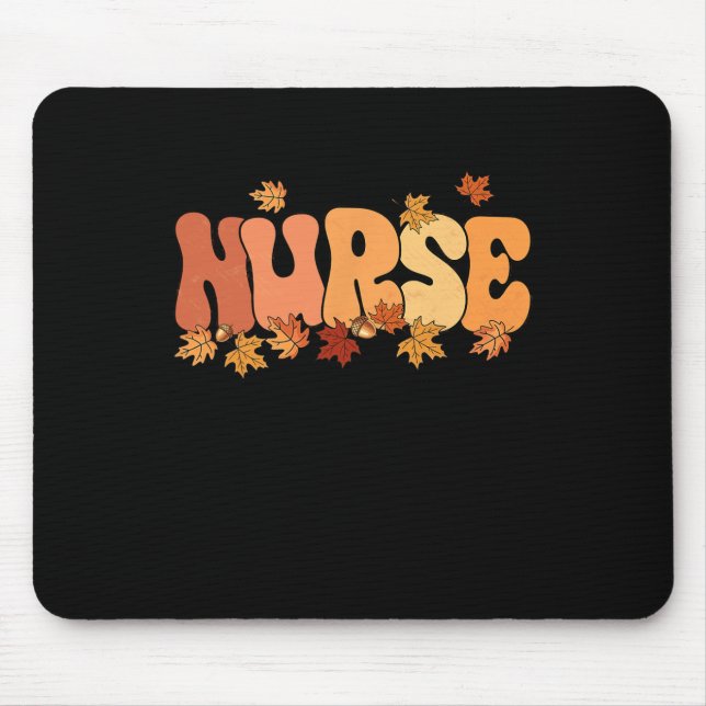 Tapis De Souris Infirmière de Thanksgiving appréciation feuilles d (Devant)