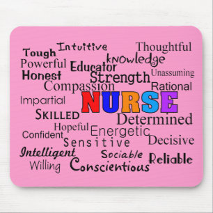 Tapis De Souris Infirmière décrivant des cadeaux de mots