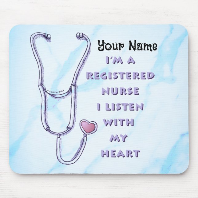 Tapis De Souris Infirmière diplômée cœur (Devant)