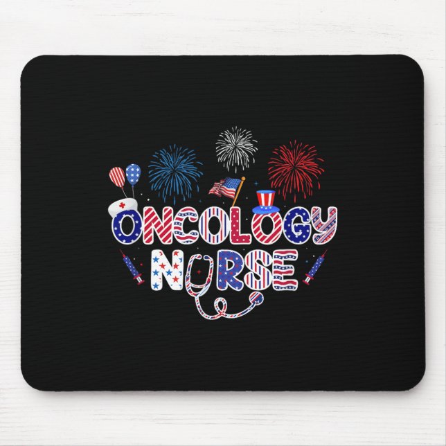 Tapis De Souris Infirmière en oncologie 4 juillet Infirmière améri (Devant)