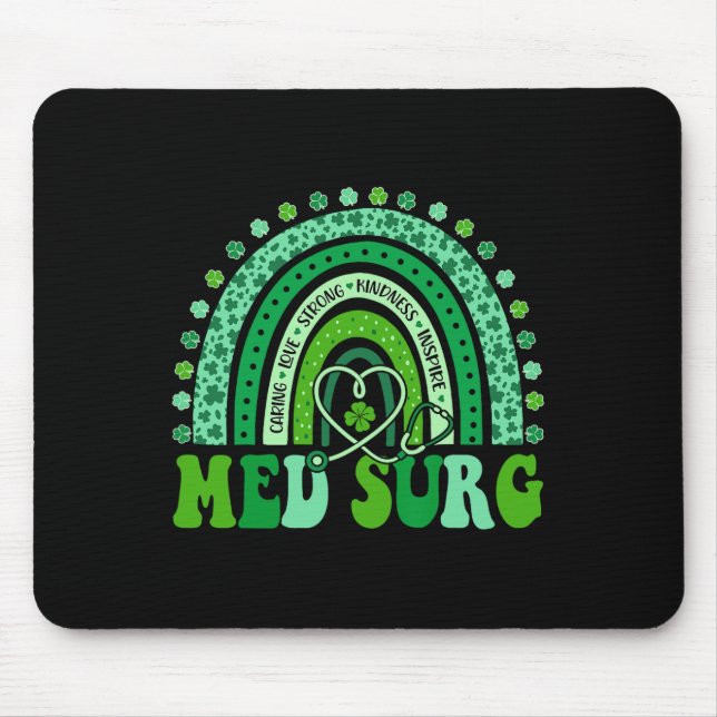 Tapis De Souris Infirmière Med Chir Rainbow Léopard St Patricks Da (Devant)