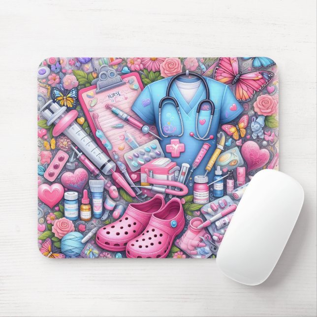 Tapis De Souris Infirmière mignonne/drôle RN (Avec souris)