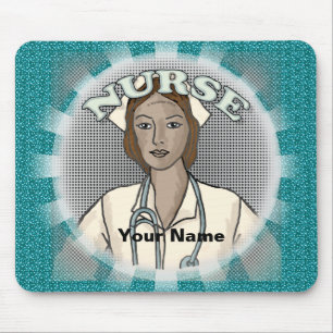 Tapis De Souris Infirmière noire rétro féminine