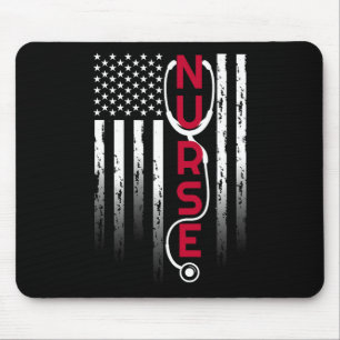 Tapis De Souris Infirmière Patriotique Avec Drapeau Stethoscope Po