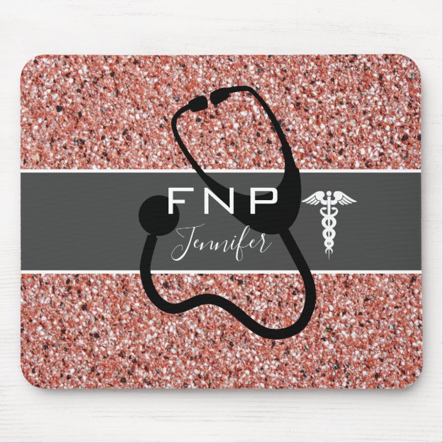 Tapis De Souris Infirmière Praticien Stethoscope Rose Parties scin (Devant)