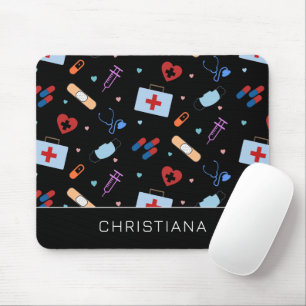 Tapis De Souris Infirmière RN personnalisée   Docteur Motif Médica