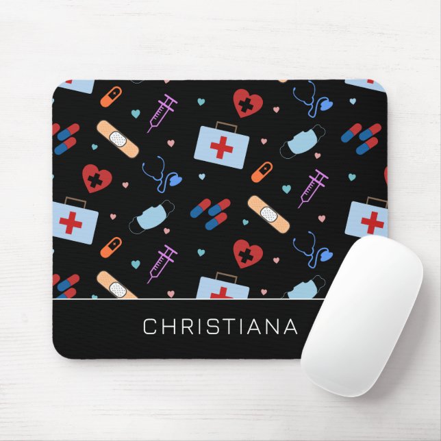 Tapis De Souris Infirmière RN personnalisée | Docteur Motif Médica (Avec souris)
