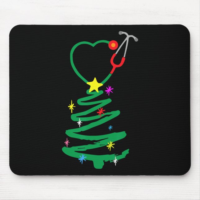 Tapis De Souris Infirmière sapin de Noël Stethoscope Infirmières X (Devant)