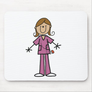 Tapis De Souris Infirmière Stick Figure Peau Moyenne Féminine