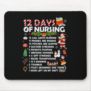 Tapis De Souris Infirmières Joyeux Noël Amusant 12 Jours De Soins