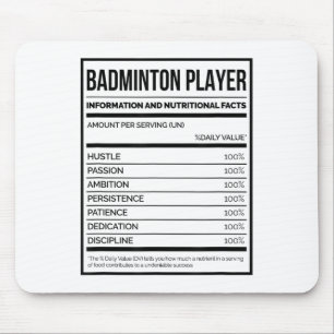 Tapis De Souris Information Du Joueur De Badminton Et Faits Nutrit