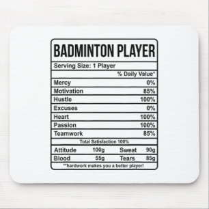 Tapis De Souris Information Du Joueur De Badminton Et Faits Nutrit