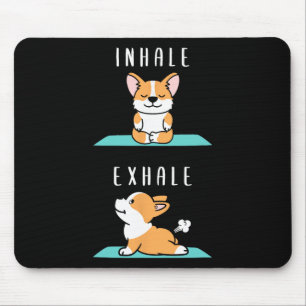 Tapis De Souris Inhaler Exhaler Namaste Yoga Corgi Chien Méditatio