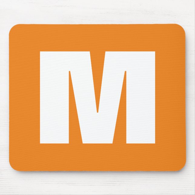 Tapis De Souris Initial Letter Monogram Modern Style Orange White (Devant)