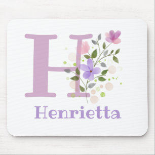 Tapis de souris Initial Plus Nom & Fleurs Design