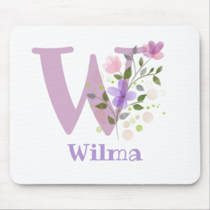Tapis de souris Initial Plus Nom & Fleurs Design