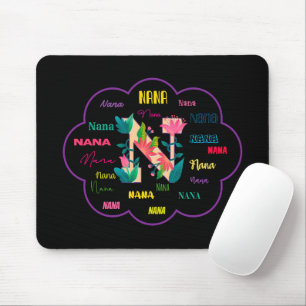 Tapis De Souris Initiale du nom de fleur florale Nana