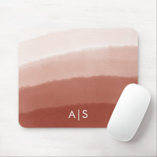 Tapis De Souris Initiale Monogramme Aquarelle Cuivre Rouille Ombré