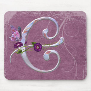 Tapis De Souris Initiale précieuse C de papillon
