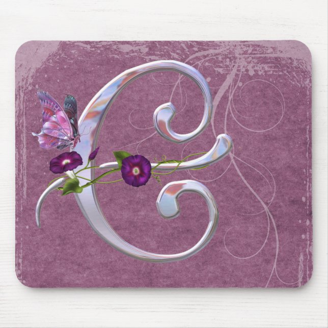 Tapis De Souris Initiale précieuse C de papillon (Devant)