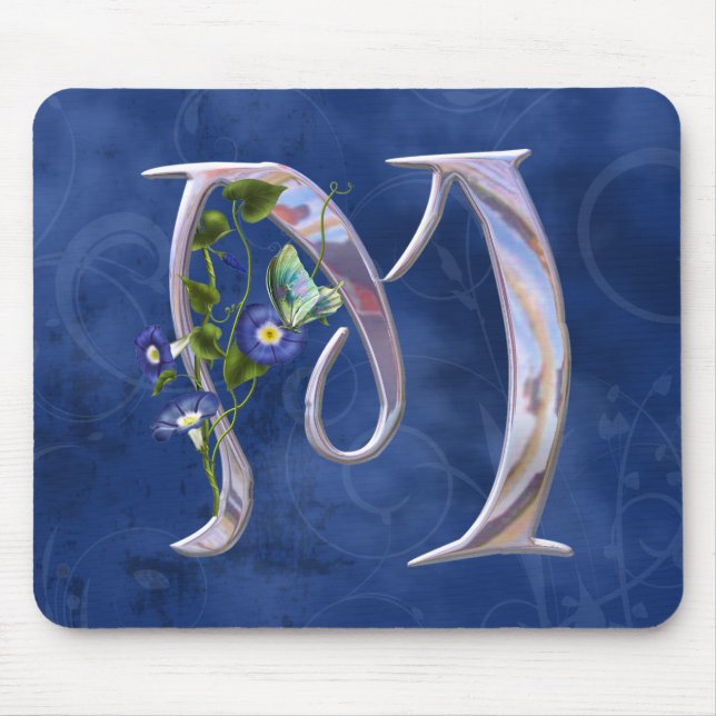 Tapis De Souris Initiale précieuse M de papillon (Devant)