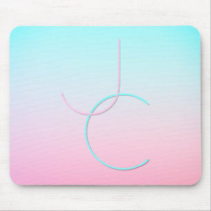 Tapis De Souris Initiales 2 superposées modernes Turquoise Rose