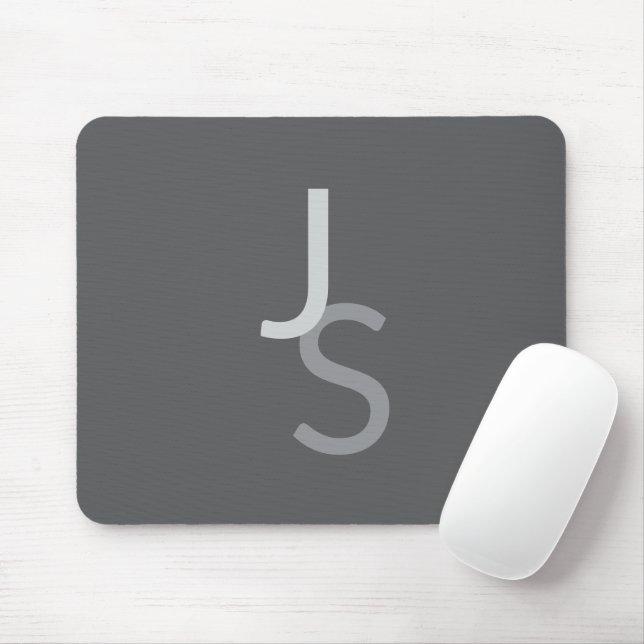 Tapis De Souris Initiales chevauchantes modernes monogrammées | Gr (Avec souris)