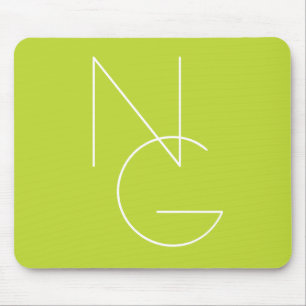 Tapis De Souris Initiales de chevauchement modernes 2   Lime vert