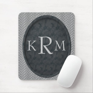 Tapis De Souris Initiales de monogramme personnalisées Floral noir