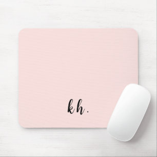Tapis De Souris Initiales de monogramme rose pastel minimal